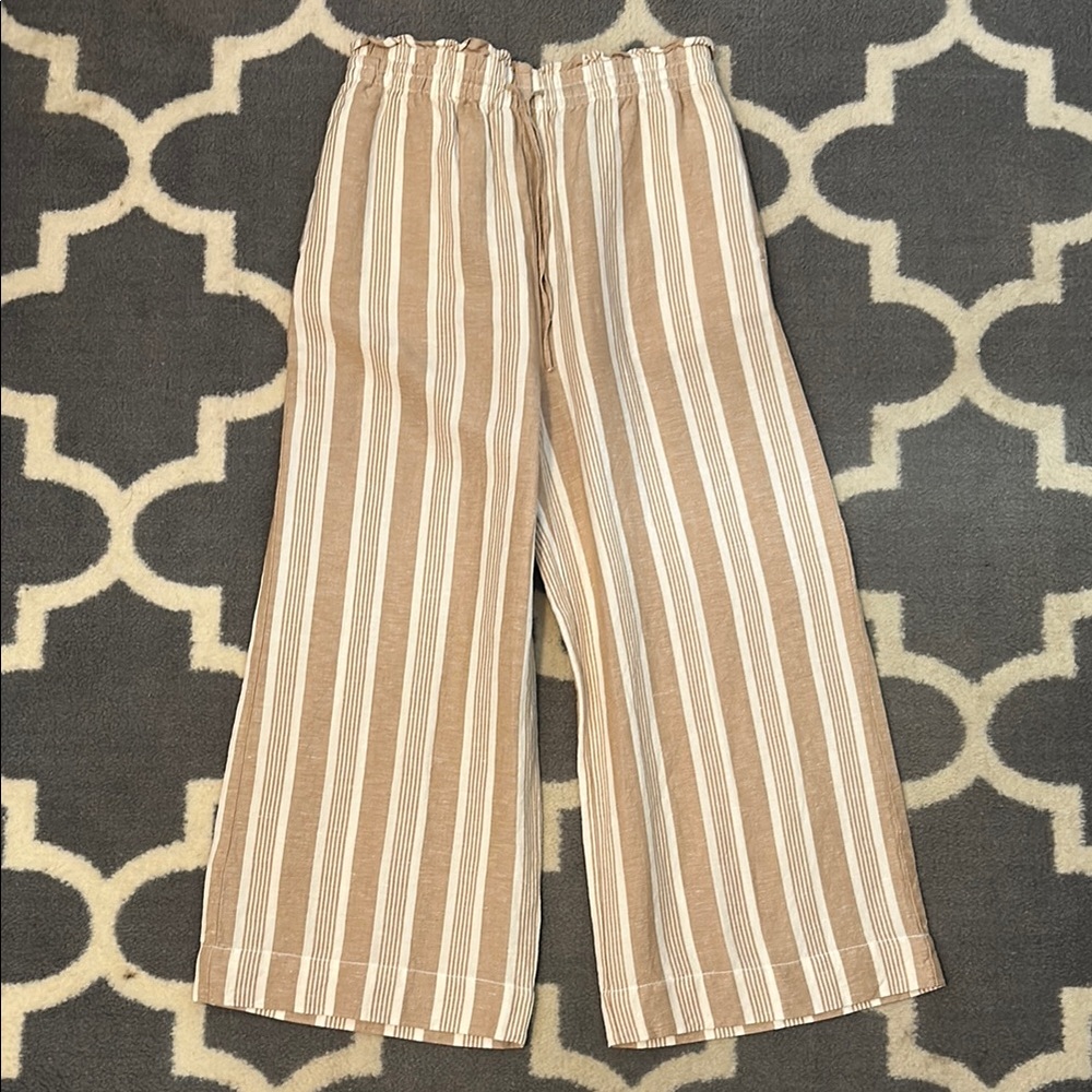 Madewell Linen Striped Wide-Leg Pants